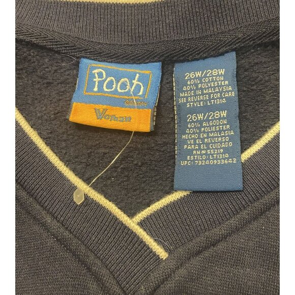 Pooh Woman Tigger Flies A Kite Sweatshirt Graphic V-neck Size 26W/28W Blue Vtg - Picture 6 of 7